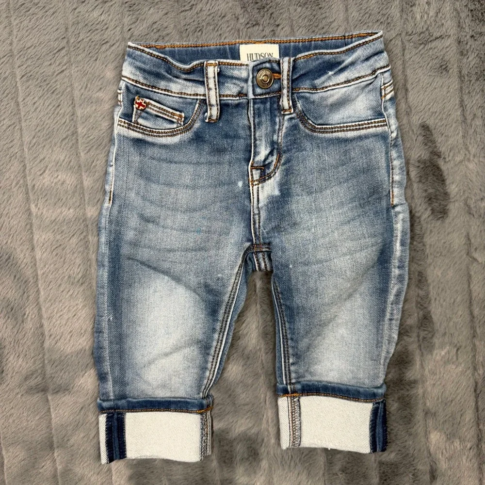 Hudson Kids Blue Denim Jeans Light Wash Cuffed 18 Months Toddler Boys Girls
